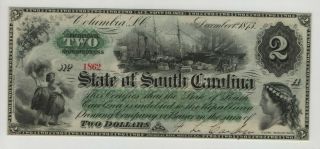 1873 $2 STATE OF SOUTH CAROLINA COLUMBIA OBSOLETE NOTE PMG GEM UNC 65 EPQ 3