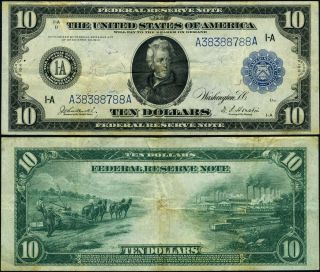 Fr.  906 $10 1914 Federal Reserve Note Boston Vf