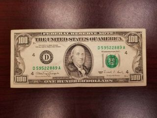 Series 1990 Us One Hundred Dollar Bill $100 Cleveland D59522889a