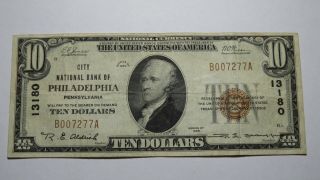 $10 1929 Philadelphia Pennsylvania Pa National Currency Bank Note Bill Ch 13180