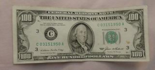 1985/ $100 Dollar Bill Philadelphia Federal Reserve Note Frn Us Paper Money / Au