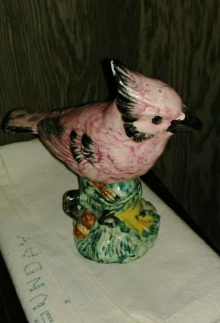 Cute App 7 " Stangl Pottery Art Bright Pink Cardinal Bird Figurine