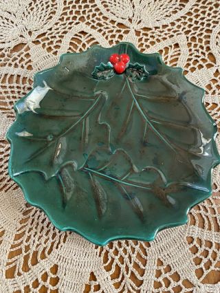Vintage Lefton Holly Berry Candy/nut Dish