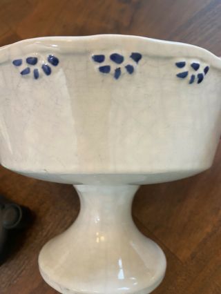 Mccoy Pottery Pedestal Planter White With Floral Pattern