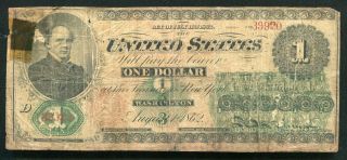 Fr.  16 1862 $1 One Dollar Legal Tender United States Note