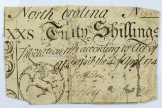 1748 North Carolina Twenty Shillings Colonial Note 20s - Nc - 67