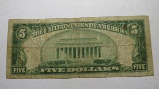 $5 1929 Scarsdale York NY National Currency Bank Note Bill Ch.  11708 FINE 3