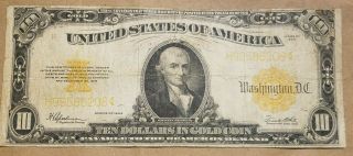1922 $10 Gold Certificate Large Size Note Speelman White Fr 1173 Very Fine Vf