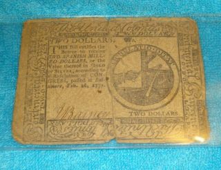 Continental Currency February 26,  1777 $2 Two Dollars Hall And Sellers