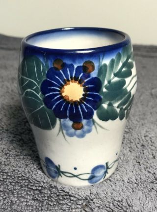 Polish Pottery Handmade 3 1/2 Inch Tall Tumblr Cup Vase