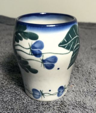 Polish Pottery Handmade 3 1/2 Inch Tall Tumblr Cup Vase 2