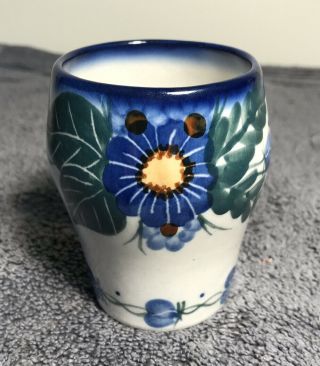 Polish Pottery Handmade 3 1/2 Inch Tall Tumblr Cup Vase 3