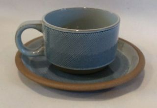 Wedgwood Midwinter Denim Blue Cup And Saucer Stoneware England