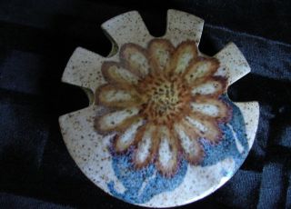1997 Wizard Of Clay Bristol Studio Art Pottery Painted Flower Holder Wall Pocket