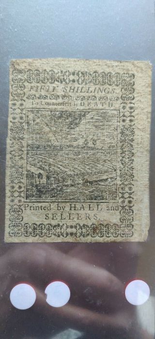October 1,  1773 50 Shillings Pennsylvania Colonial Note