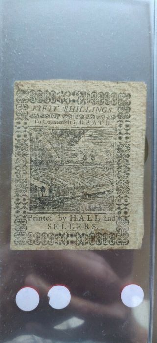 October 1,  1773 50 Shillings Pennsylvania Colonial Note 3