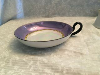 Noritake Lusterware M Hand Painted.  Blue Small Bowl With Black Handle 4.  5 In.