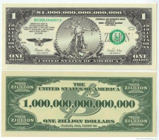 1,  000 Zillion (1000 / One Thousand) Dollar Novelty Bills -