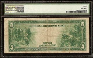 Large 1914 $5 Dollar Bill Federal Reserve Note Old Paper Money Fr 855a Pmg 20