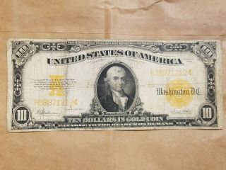 1922 $10 Gold Certificate Large Size Note Speelman White Fr 1173