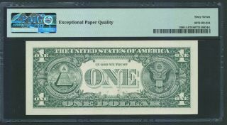 FANCY BINARY SERIAL NUMBER 2013 US $1 SAN FRANCISCO Federal Reserve Note PMG 67 3
