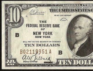 1929 $10 Dollar Bill Brown Seal Bank Note National Currency Old Paper Money Au