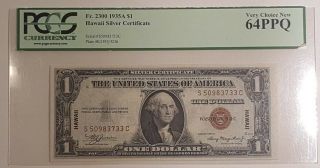 1935 A Hawaii $1 Silver Certificate Wwii Emergency Issue Pcgs Ms64ppq Fr.  2300