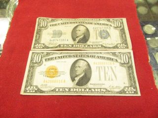 2= $10.  == One 1934 Silver Cert.  One Gold Note1928 See Pictures & Description 26
