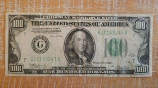 1934 $100 One Hundred Dollar Bill Federal Reserve Note Bank Of Chicago,  Il,  Nr