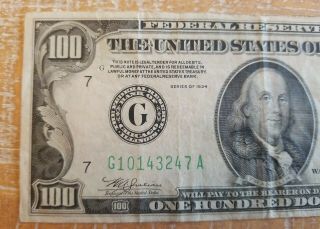 1934 $100 One Hundred Dollar Bill Federal Reserve Note Bank of Chicago,  IL,  NR 3