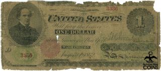 1862 United States $1 Dollar Note 1st Legal Tender,  Act Of July 11th 1862