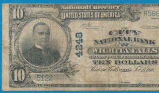 $10.  1902 P.  B.  The City National Bank Of Withita Falls Texas Chart.  4248