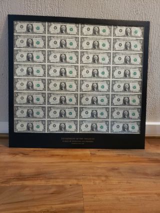 1981 One Dollar Federal Reserve Note Uncut Sheet Of 32