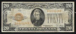Us 20 Dollar Gold Certificate - Series 1928 - F/vf