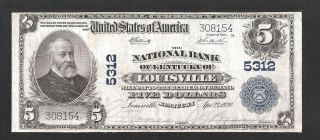 1902 National Bank Of Kentucky Of Louisville $5 Chrtr 5312,  No Pinholes Or Tear