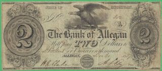 1837 Bank Of Allegan,  Michigan $2 No.  302 A - 602 B - 2