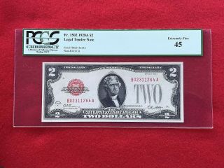 Fr - 1502 1928 A Series $2 Red Seal Us Legal Tender Note Pcgs 45 Extremely Fine
