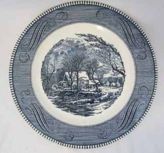Vtg Royal China Blue Currier And Ives “old Grist Mill” Dinner Plate 10 "