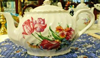 Floral Design Teapot By Arthur Wood & Son 6738 No Chips Or Cracks