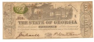 1863 State Of Georgia Milledgeville Ga Cr - 12 One Dollar Note