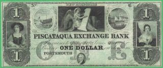 18xx The Piscataqua Exchange Bank,  Portsmouth Nh $1 Remainder Note