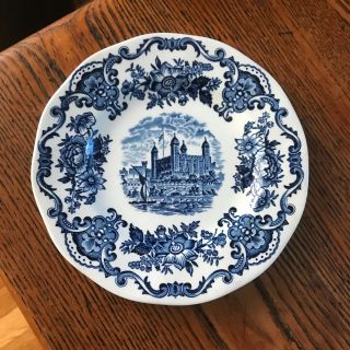 6 " Vintage Small Blue Tower Of London Windsor Balmoral Castle England Plate
