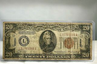 1934 A $20 Federal Reserve Note Bank Of San Francisco Hawaii Issue