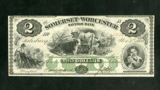 Us Paper Money 1862 $2 Somerset And Worcester Salisbury Md Obsolete