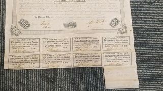 Rare 1863 Confederate States Civil War $100 Bond Certificate North Carolina USA 3