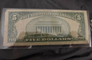 1950 B Series $5 Dollar Federal Reserve Note Bill Circulated 2