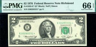 Hgr Sunday 1976 $2 Richmond Star ( (wanted Gem))  Pmg Gem Unc 66epq