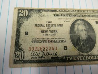 Raw 1929 $20 National Currency Bank of York NY 2