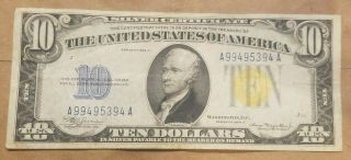 1934 A North Africa $10 Silver Certificate Wwii War Relic Fr 2309 Vf / Xf