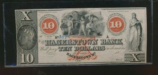 1856 $10.  00 - The Hagerstown Bank Of Maryland,  Hagerstown Md - Cu 5128